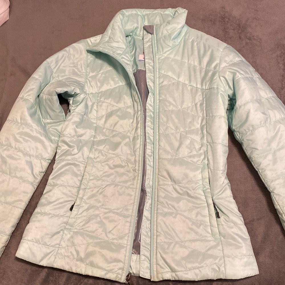 mint green womens columbia jacket great quality